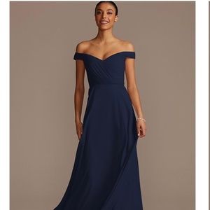 Off the Shoulder Full Skirt Bridesmaid Dress - : 12 - : Marine